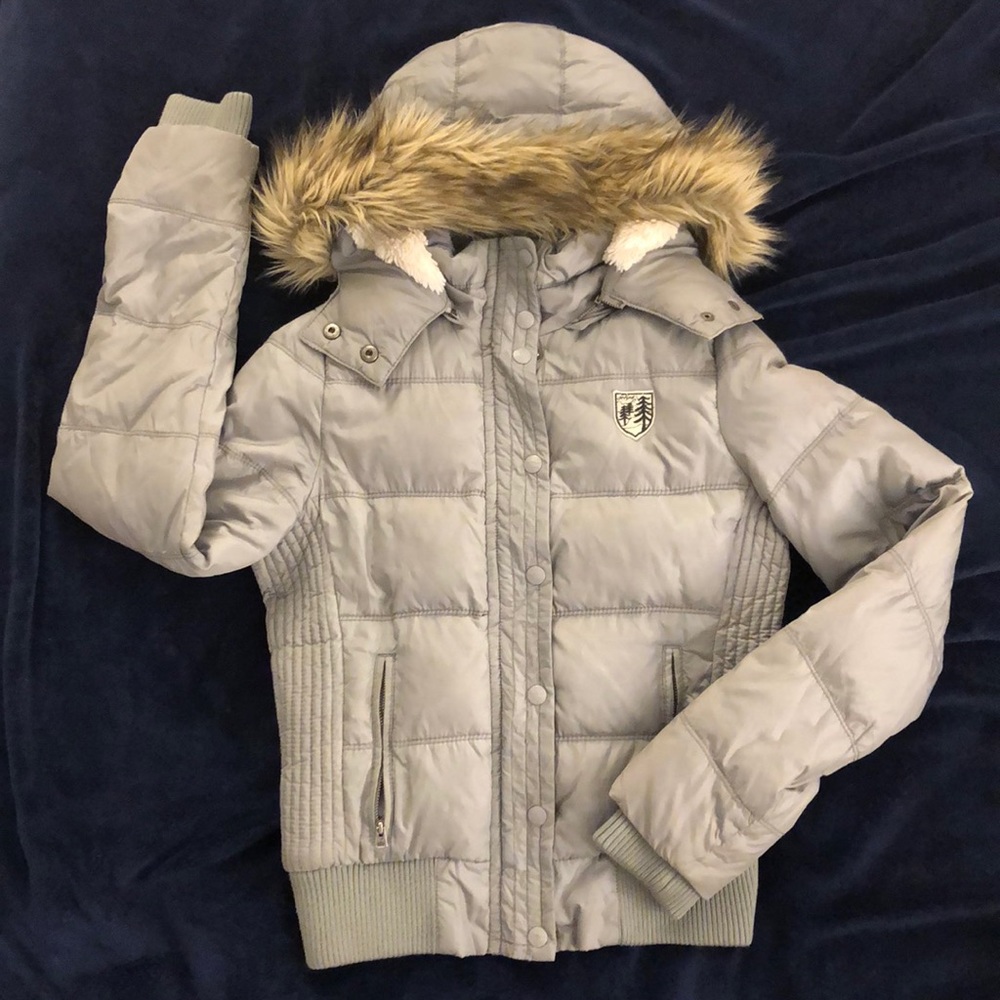 American Eagle Gray Dawn Puffer Jacket Coat S